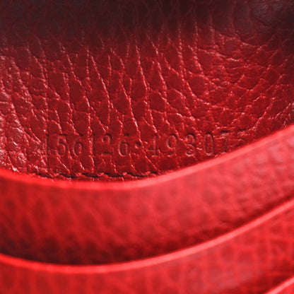 Gucci Pebbled Calfskin GG Marmont Card Case Hibiscus Red 7 of 8