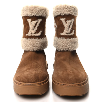 Louis Vuitton Suede Calfskin Shearling Snowdrop Flat Ankle Boot 40 Cognac 2 of 9