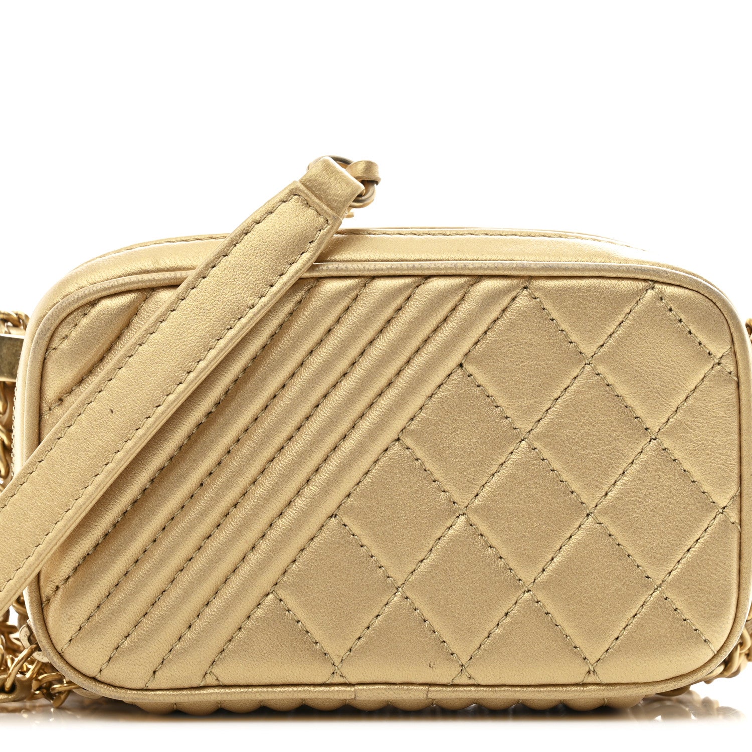 Chanel Metallic Lambskin Mini Coco Boy Camera Case Gold 9 of 12
