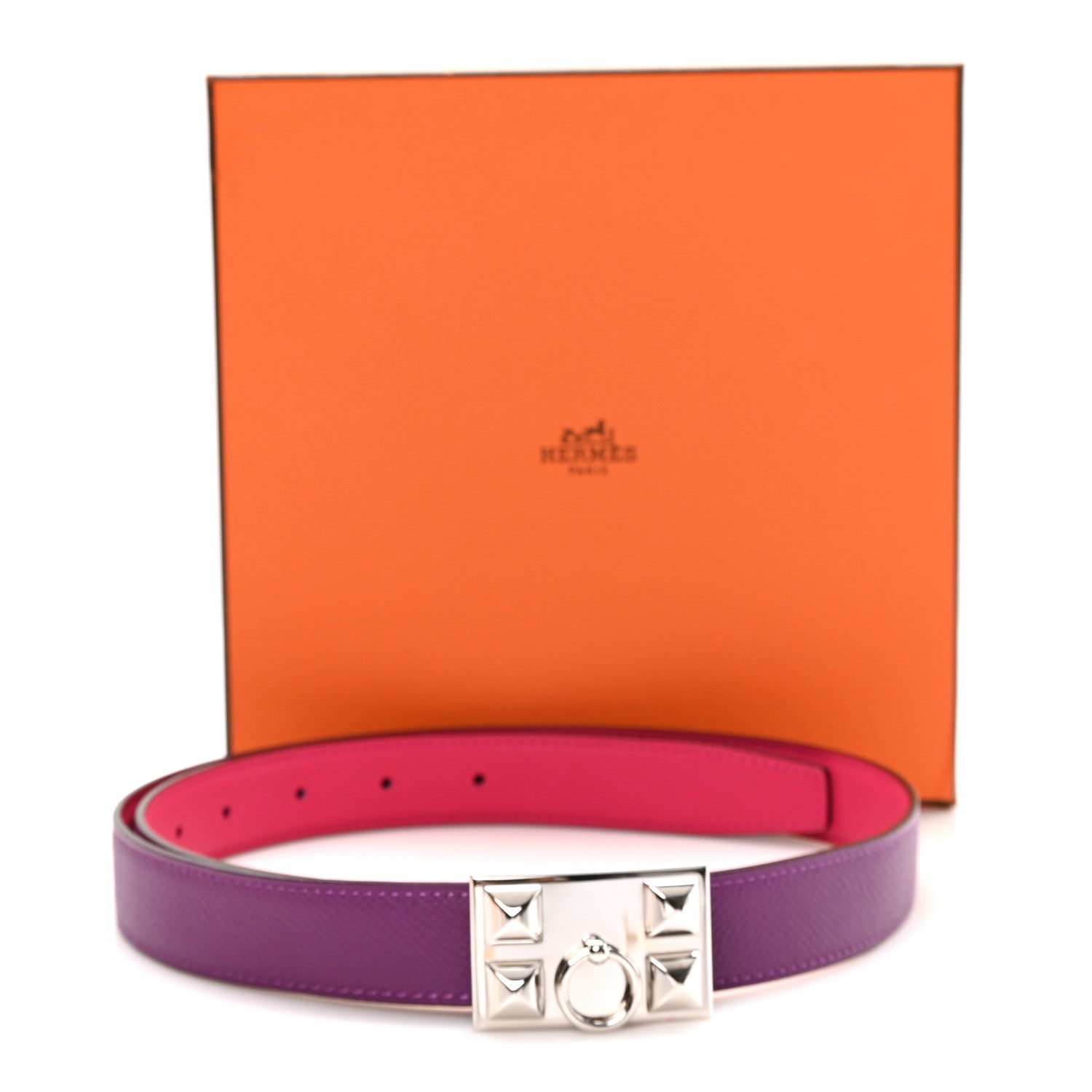 Hermes Epsom Swift 24mm Collier De Chien CDC Belt 80 32 Anemone Rose Shocking 5 of 5