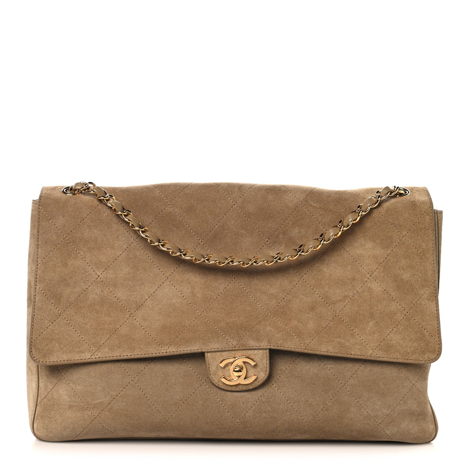 Chanel Suede Calfskin Souplissimo Maxi Flap Dark Beige 1 of 13