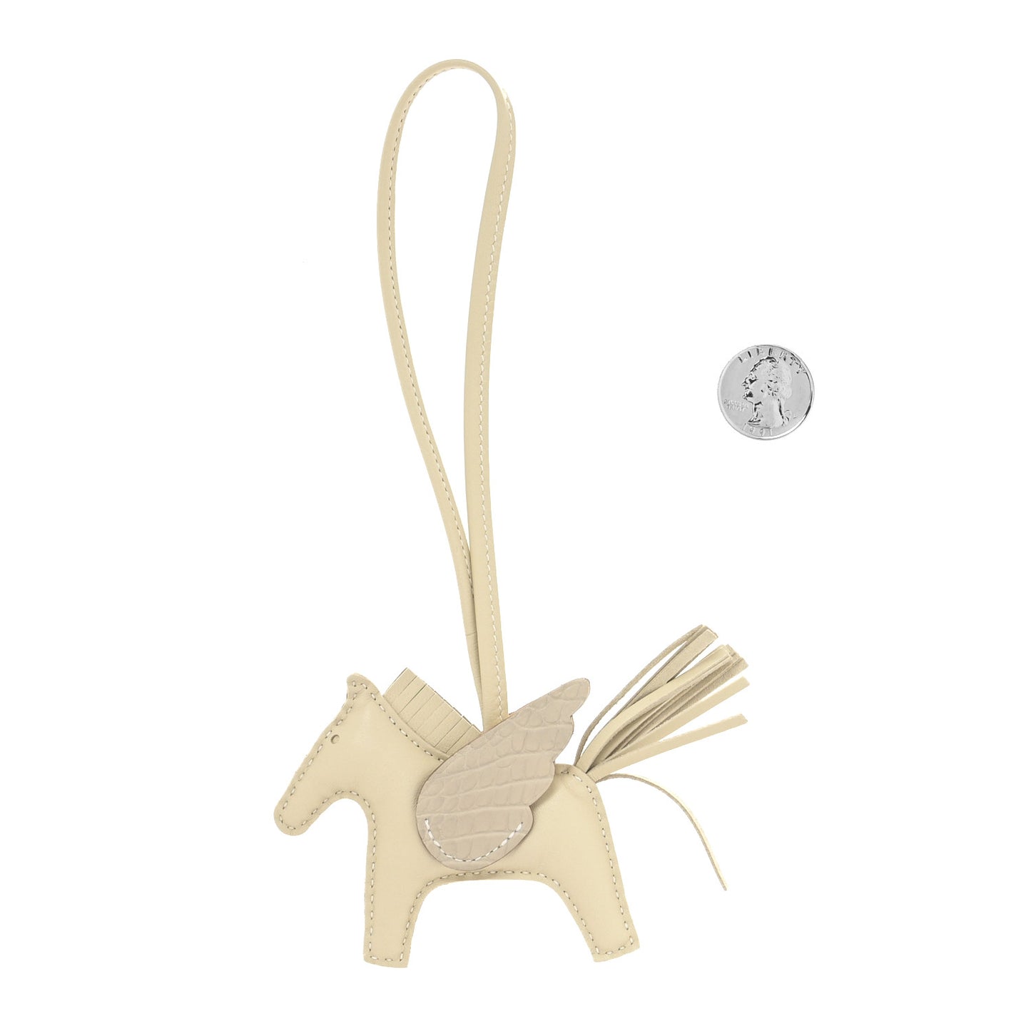 Milo Lambskin Matte Alligator Touch Grigri Rodeo Pegase Horse Bag Charm PM Craie Nata Beton