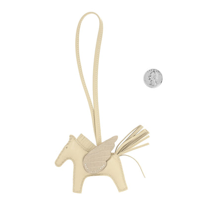 Hermes Milo Lambskin Matte Alligator Touch Grigri Rodeo Pegase Horse Bag Charm PM Craie Nata Beton 2 of 4