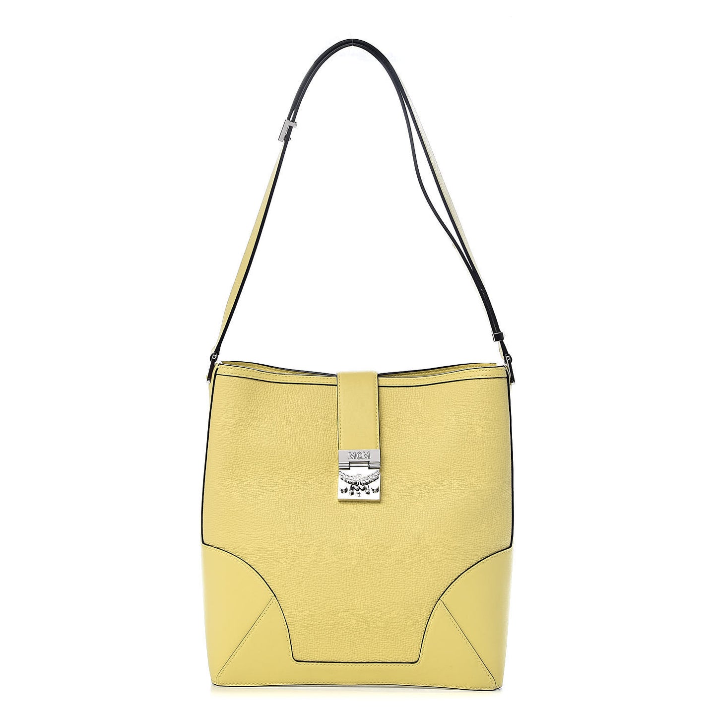 Grained Calfskin Crossbody Hobo Yellow