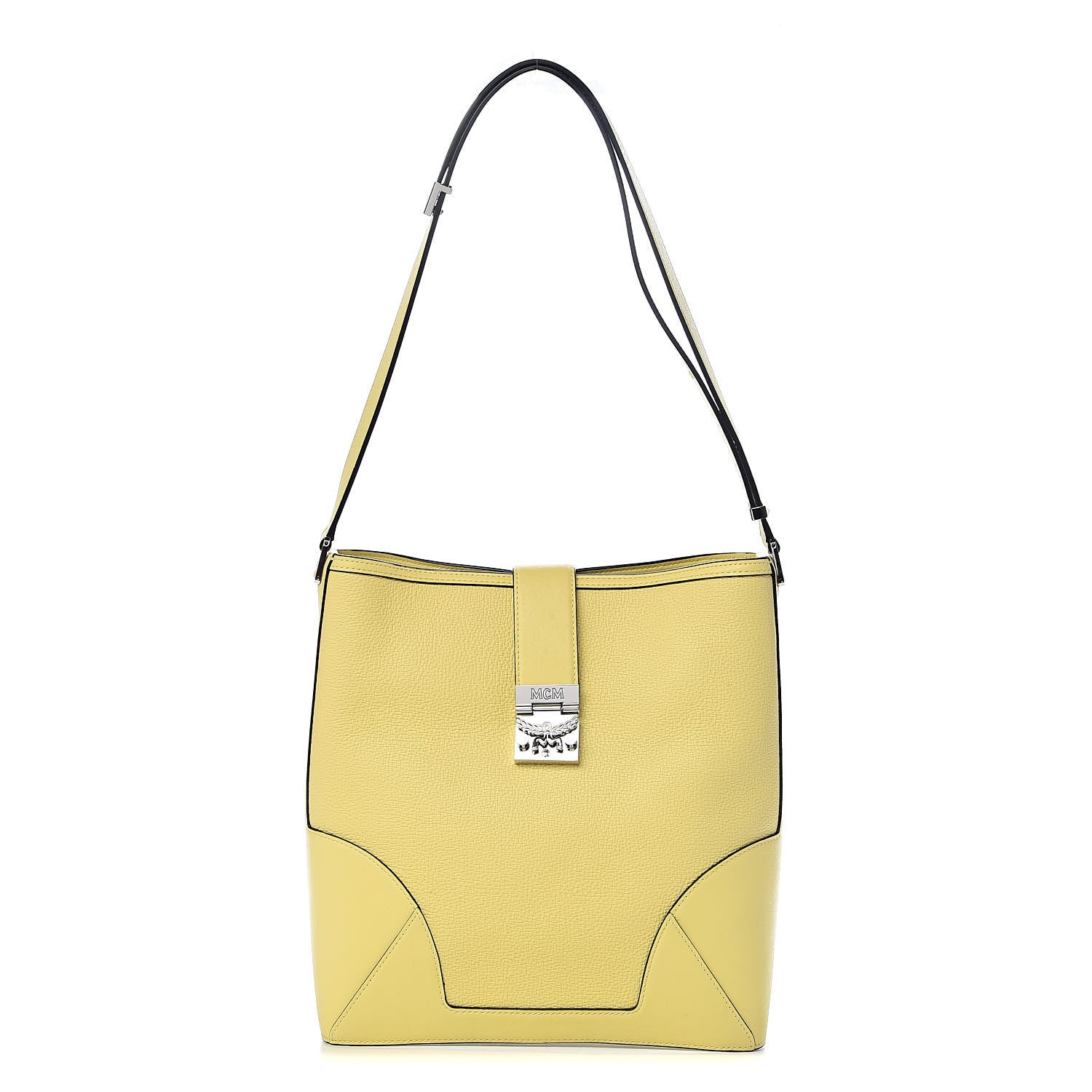 MCM Grained Calfskin Crossbody Hobo Yellow 1 of 9