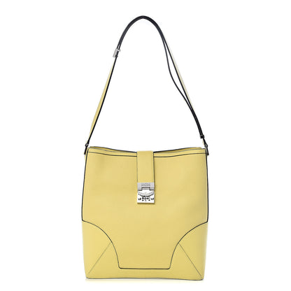 MCM Grained Calfskin Crossbody Hobo Yellow 1 of 9