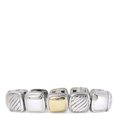 David Yurman Sterling Silver 18K Yellow Gold Chiclet One Row Bracelet 1 of 5