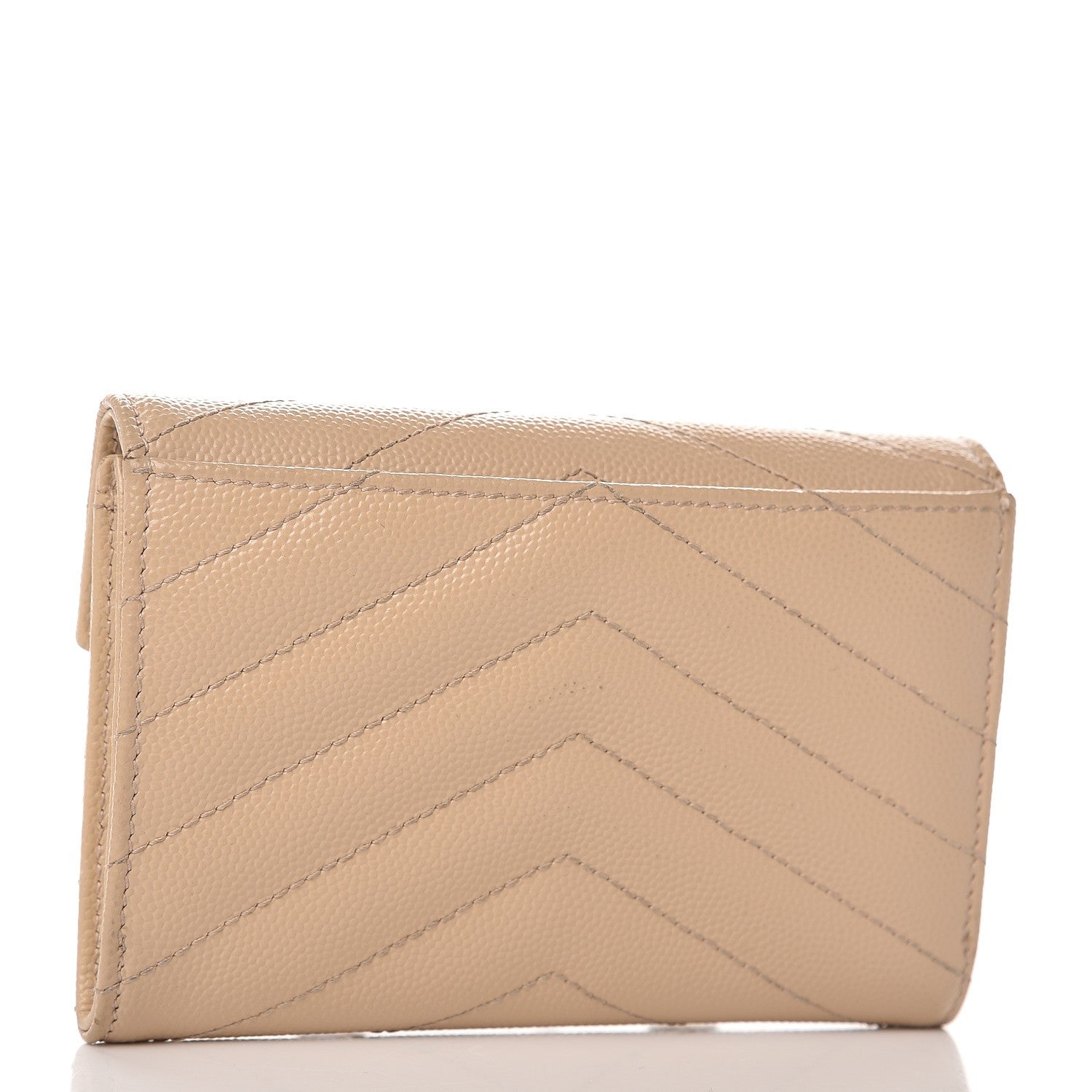 Saint Laurent Grain De Poudre Matelasse Chevron Small Monogram Envelope Wallet Nude Powder 3 of 11