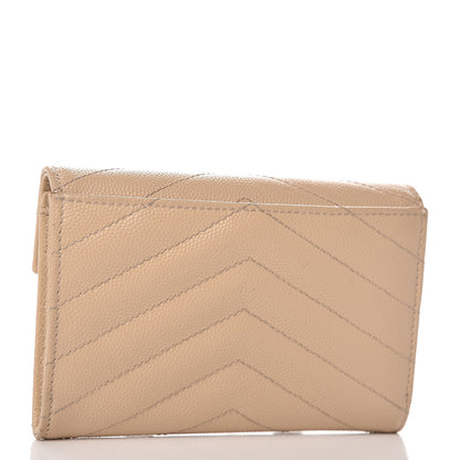 Saint Laurent Grain De Poudre Matelasse Chevron Small Monogram Envelope Wallet Nude Powder 3 of 11