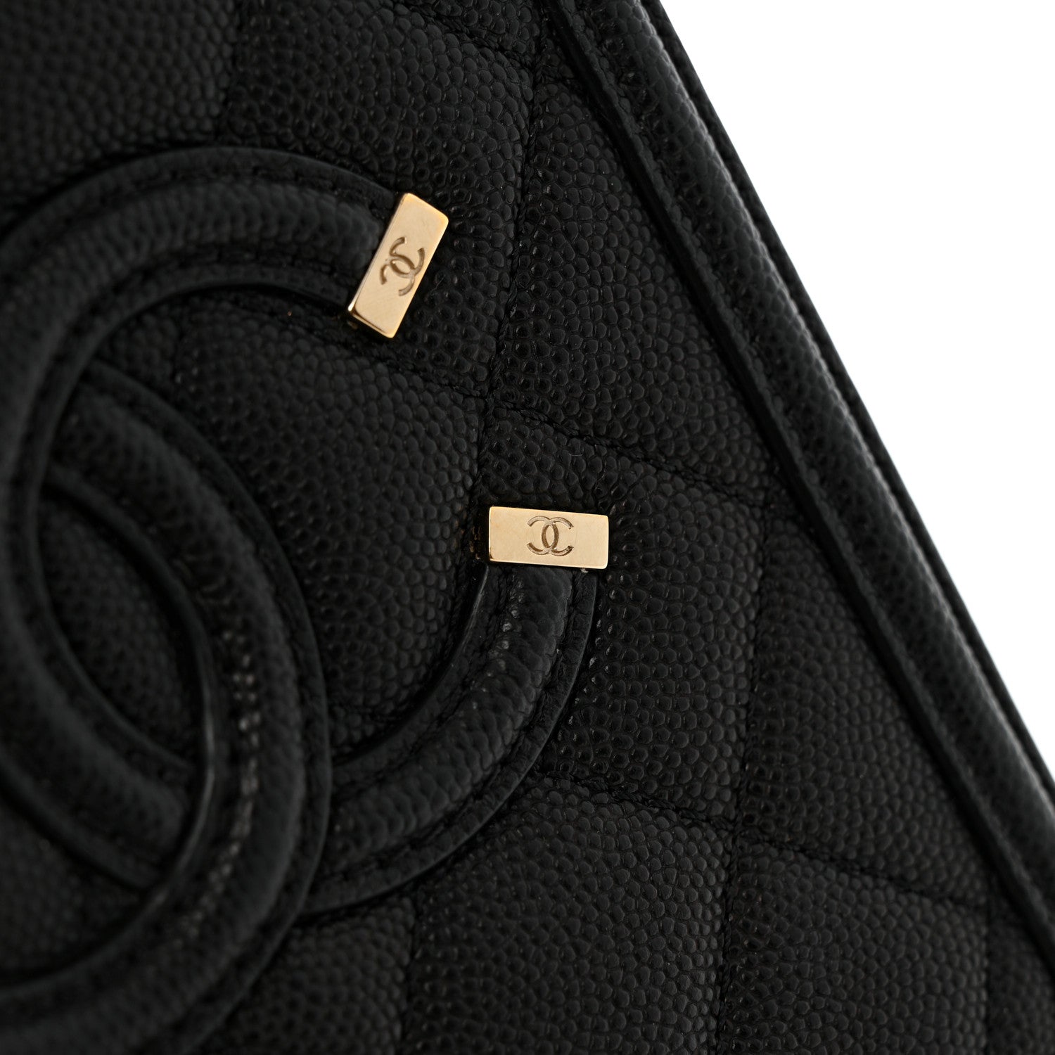 Chanel Caviar Quilted CC North South Filigree Vanity Case Black 12 of 13