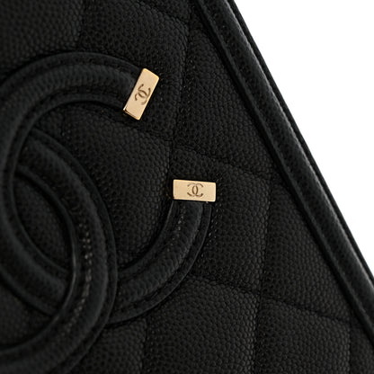 Chanel Caviar Quilted CC North South Filigree Vanity Case Black 12 of 13