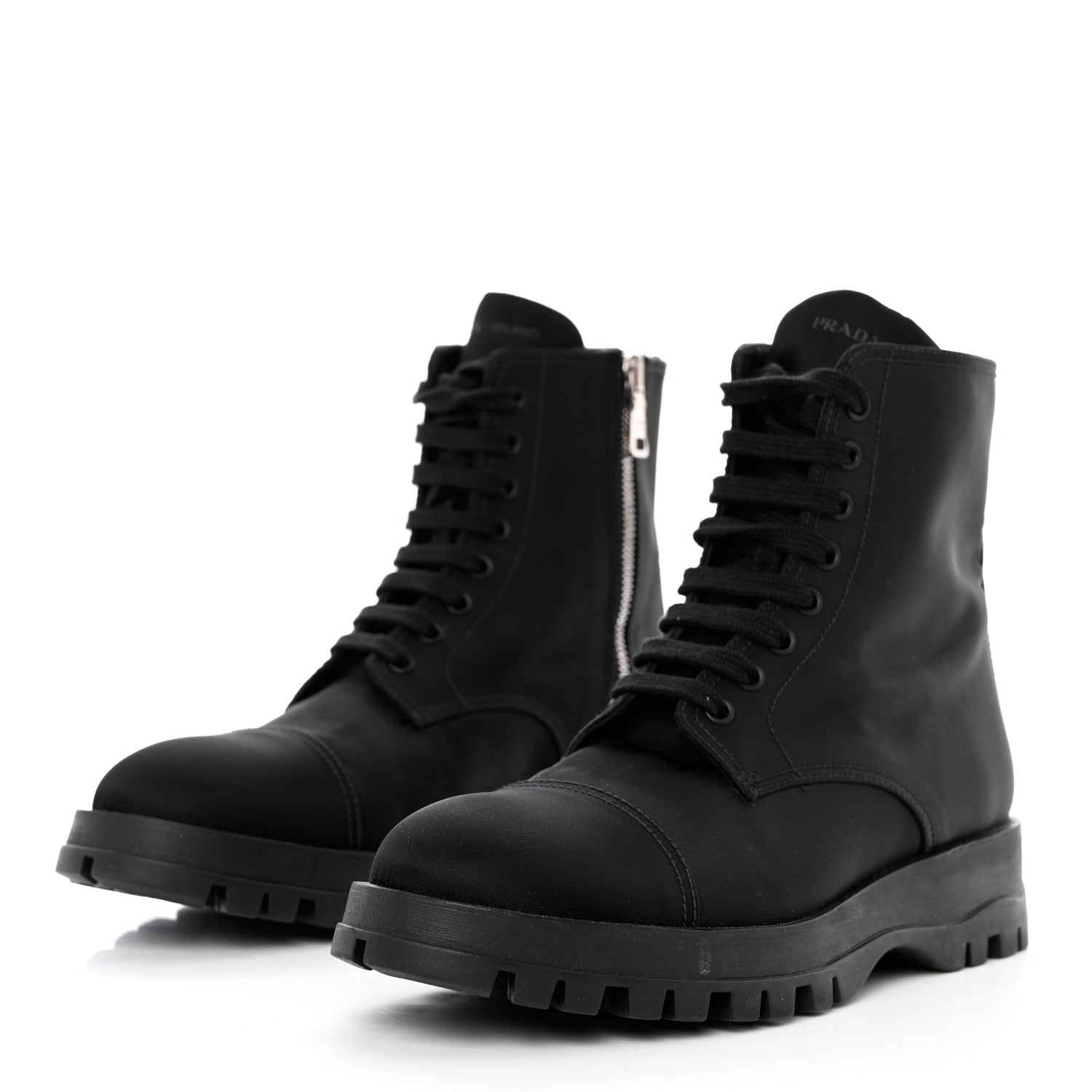 Prada Nylon Gabardine Captoe 30mm Combat Boots 37 Black 3 of 7