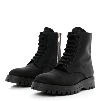 Prada Nylon Gabardine Captoe 30mm Combat Boots 37 Black 3 of 7