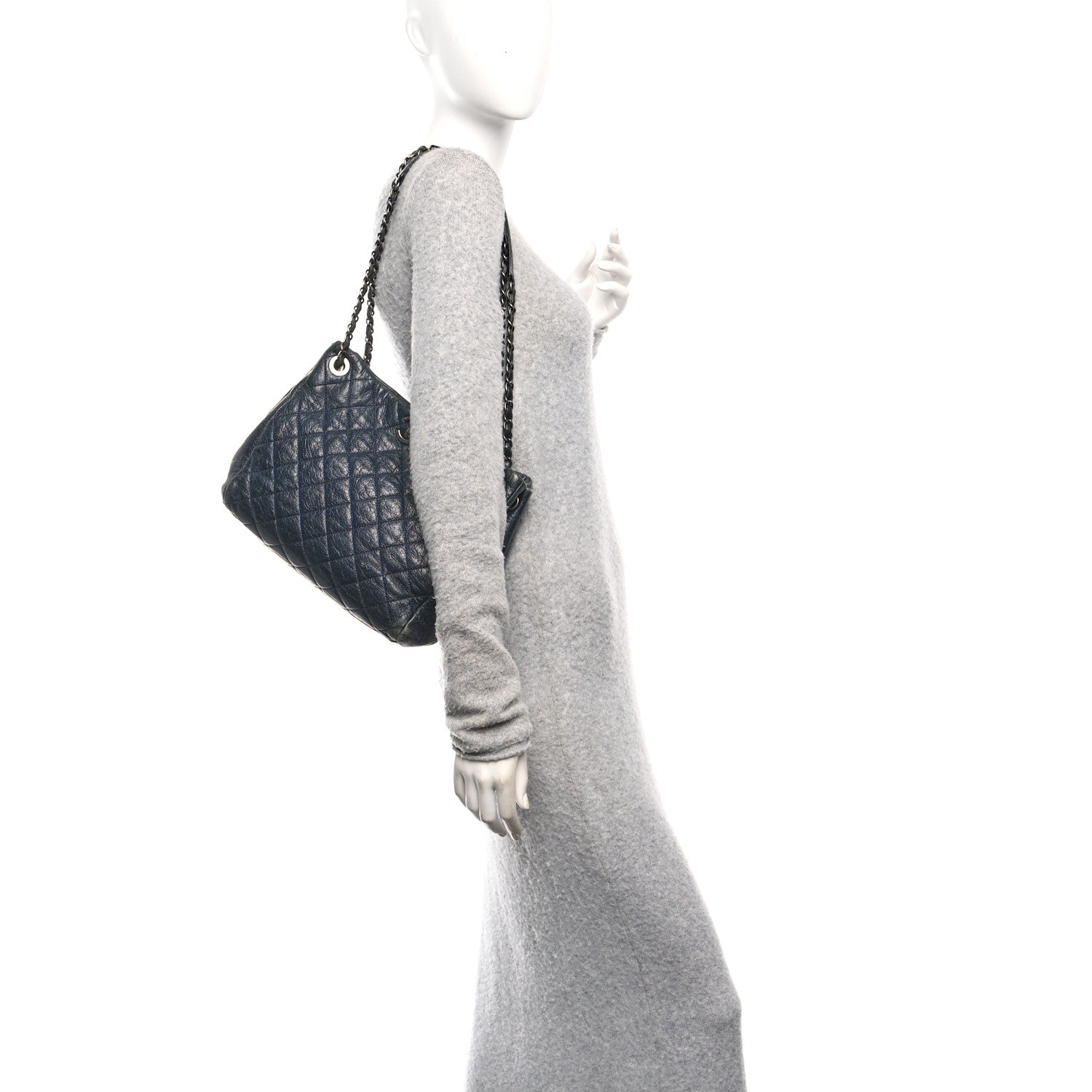 Chanel Glazed Calfskin Quilted Tote Navy 2 of 11