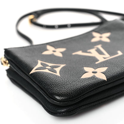 Louis Vuitton Empreinte Monogram Giant Double Zip Pochette Black Cream 8 of 10