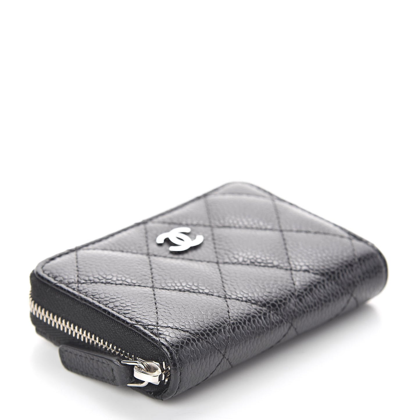 Caviar Quilted Zip Coin Purse Black