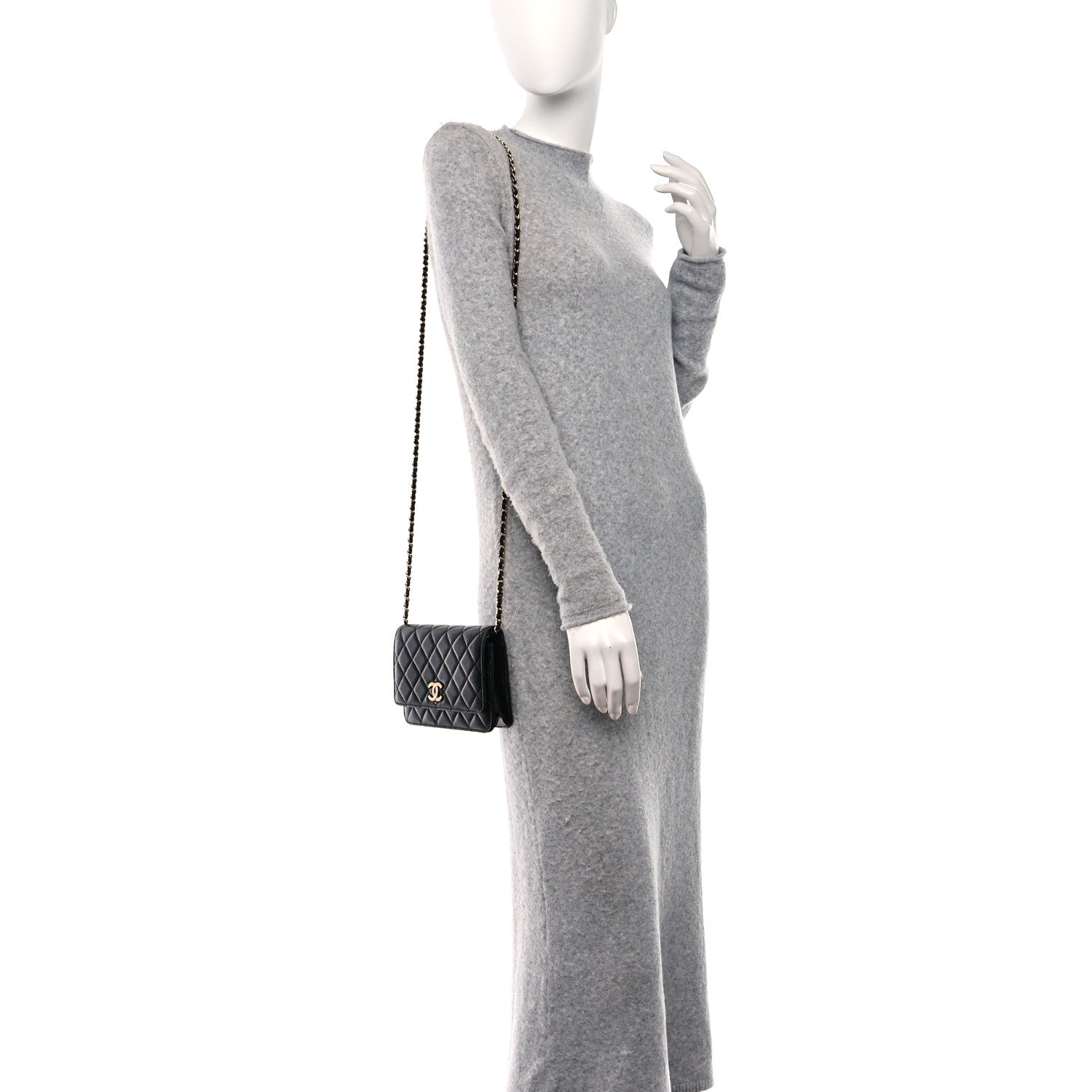 Chanel Caviar Quilted Studded CC Wallet on Chain WOC Black 2 of 12