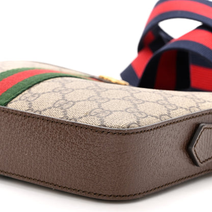 Gucci GG Supreme Monogram Textured Dollar Calfskin Web Ophidia Wristlet Shoulder Bag Beige Ebony New Acero 9 of 9
