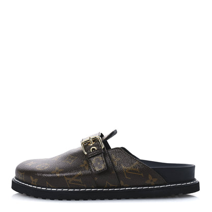 Louis Vuitton Patent Monogram Womens Cosy Flat Comfort Clog Mules 38.5 Brown 1 of 11