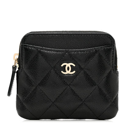 Chanel Caviar Quilted Zip Card Holder Wallet Black 1 of 7
