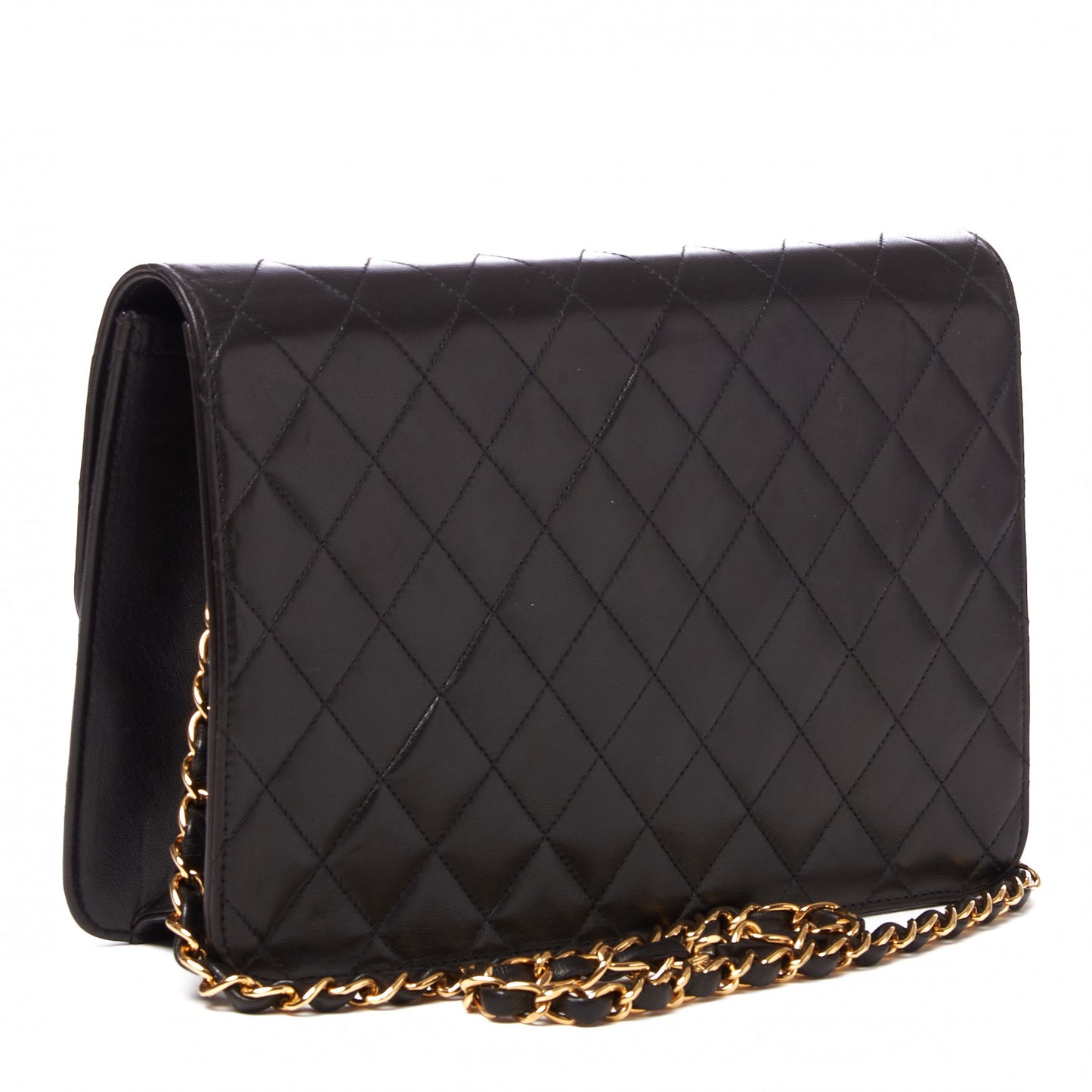 Lambskin Quilted Medium Single Flap Black