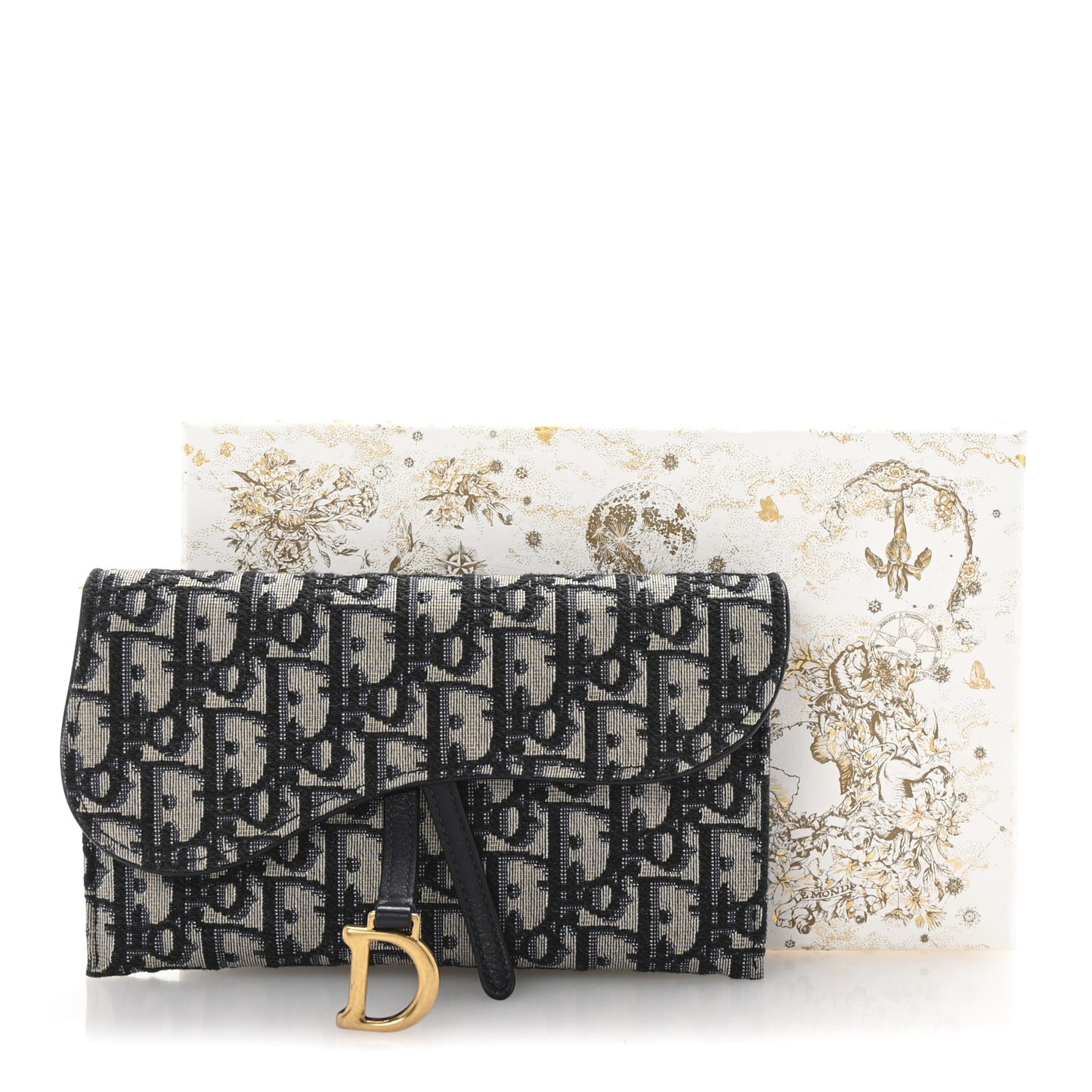 Oblique Saddle Chain Long Wallet Blue