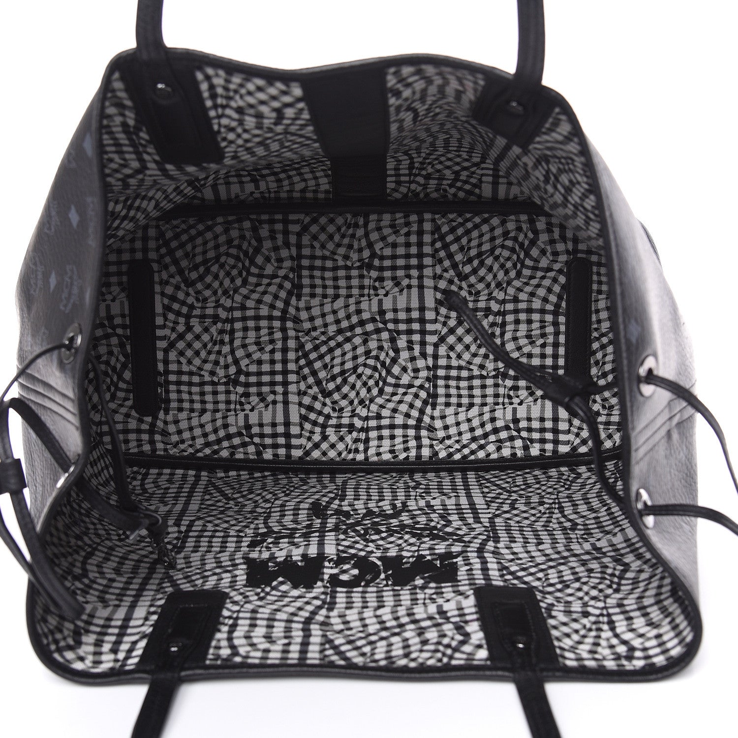 MCM Visetos Large Liz Reversible Shopper Tote Black 5 of 9