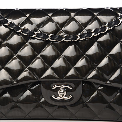 Chanel Striated Patent Quilted Jumbo Double Flap Black 16 of 16