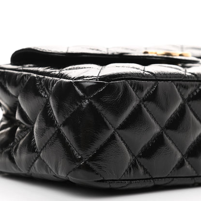 Chanel Shiny Crumpled Calfskin Quilted Small Wavy CC Hobo Black 9 of 11