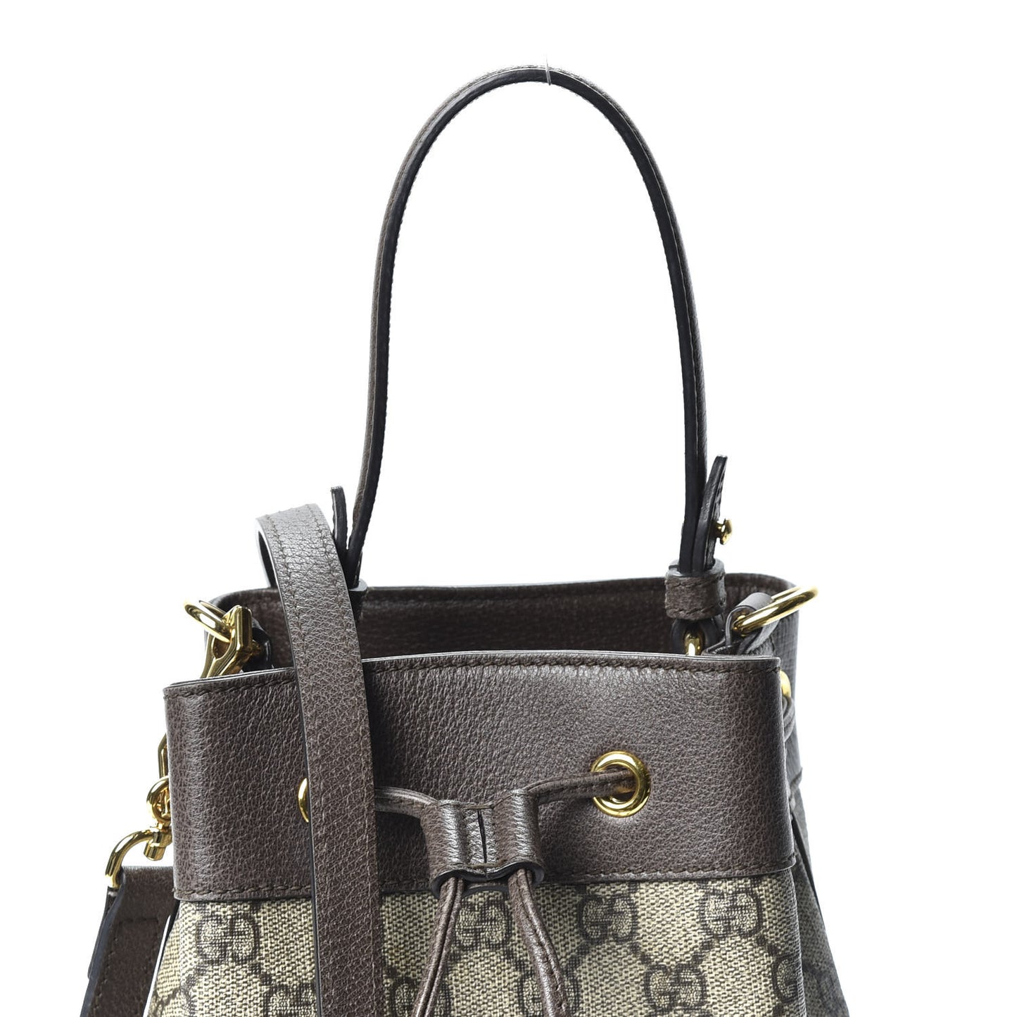 GG Supreme Monogram Web Small Ophidia Bucket Bag Brown