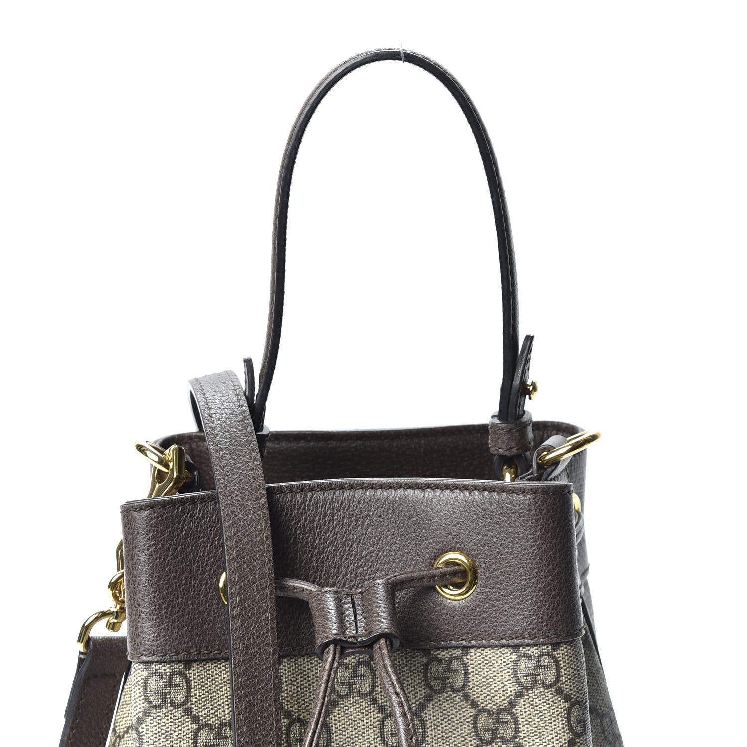 Gucci GG Supreme Monogram Web Small Ophidia Bucket Bag Brown 9 of 11
