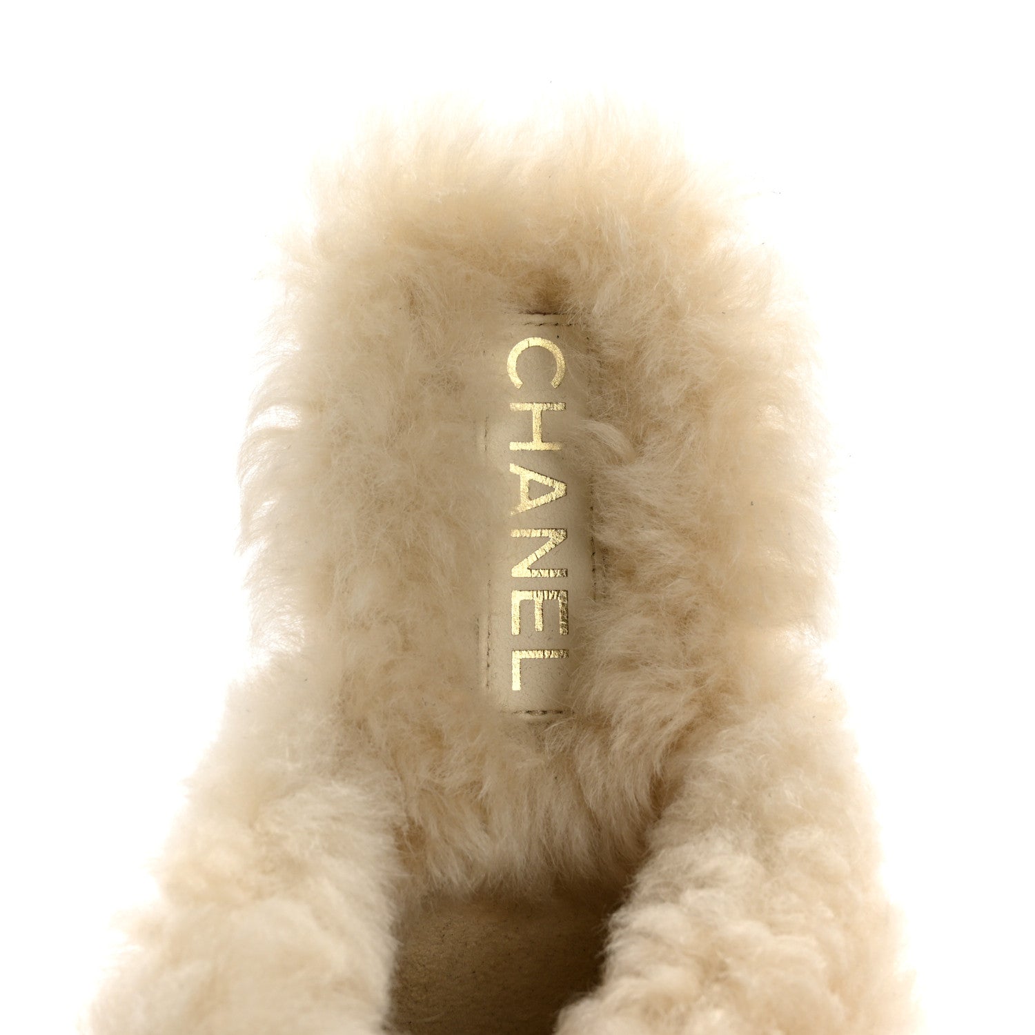 Chanel Suede Shearling CC Cap Toe Mules 38.5 Beige Black 7 of 9