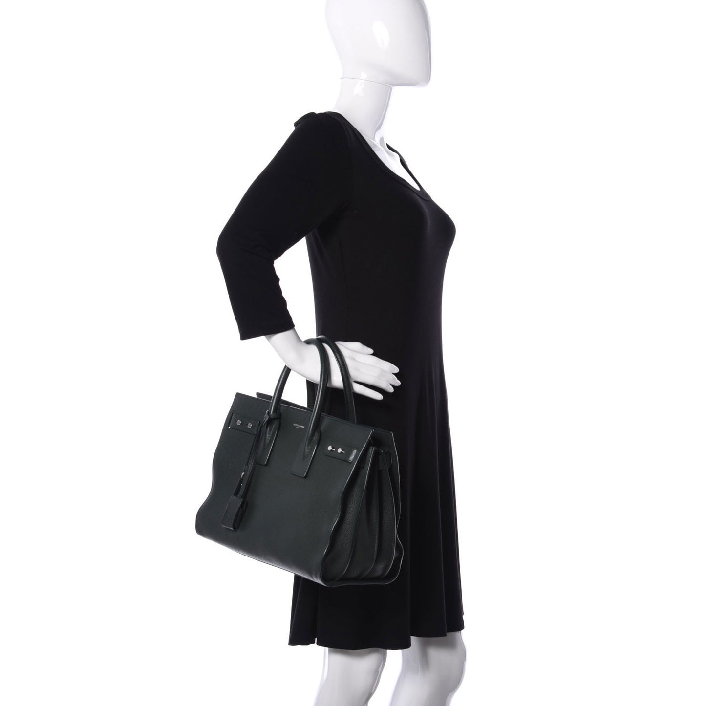 Grained Calfskin Small Supple Sac De Jour Dark Vert