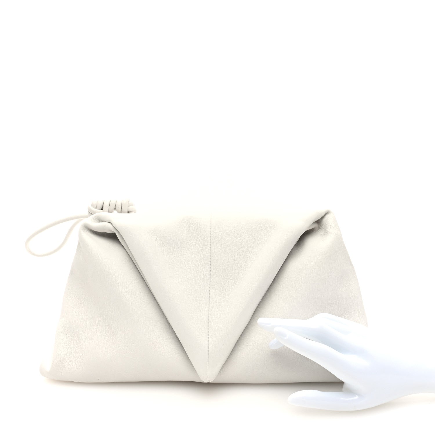 Bottega Veneta Lambskin BV Trine Clutch Bianco 2 of 9