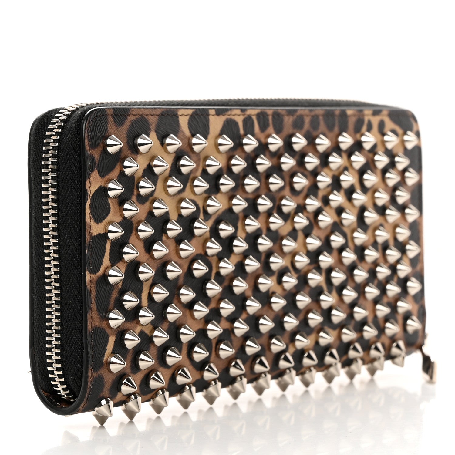 Christian Louboutin Calfskin Panettone Spiked Zip Around Wallet Leopard 3 of 9