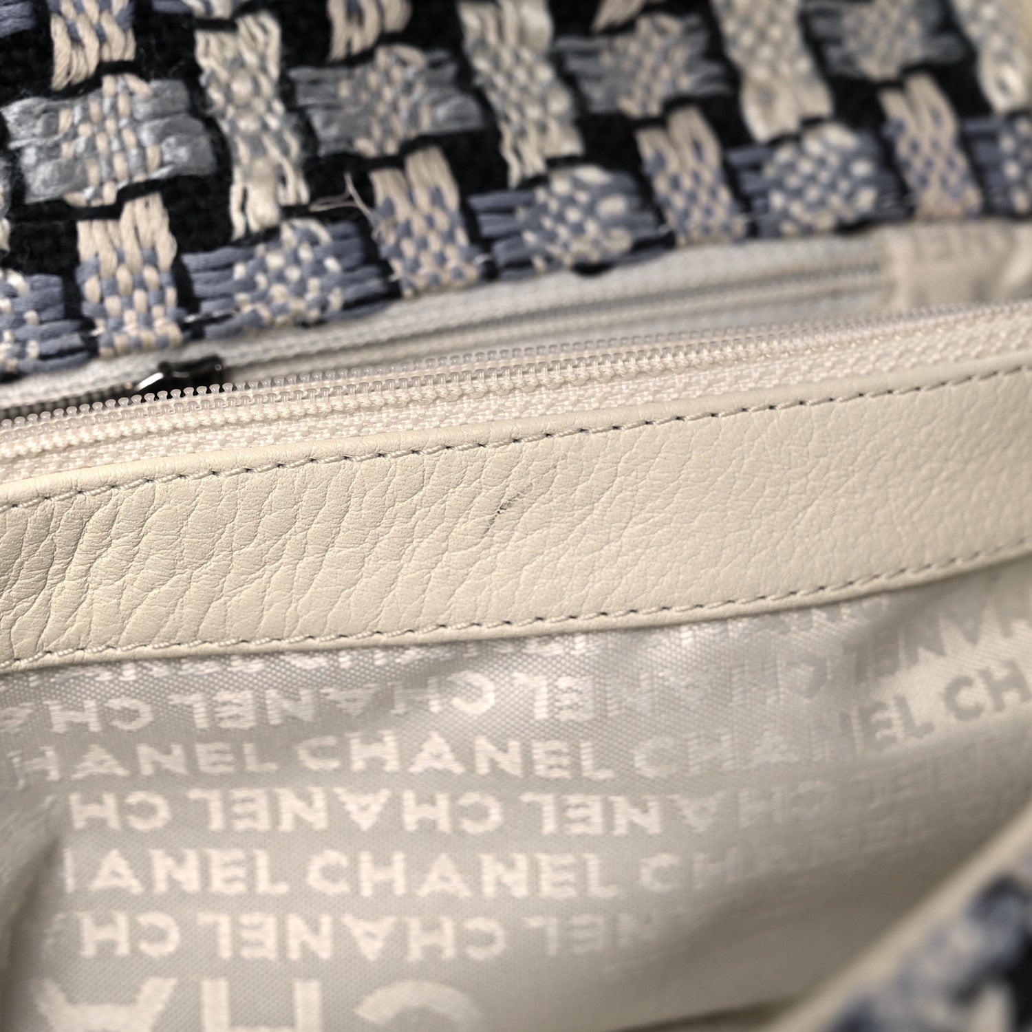 Chanel Tweed Calfskin Woven Single Flap Blue 13 of 19
