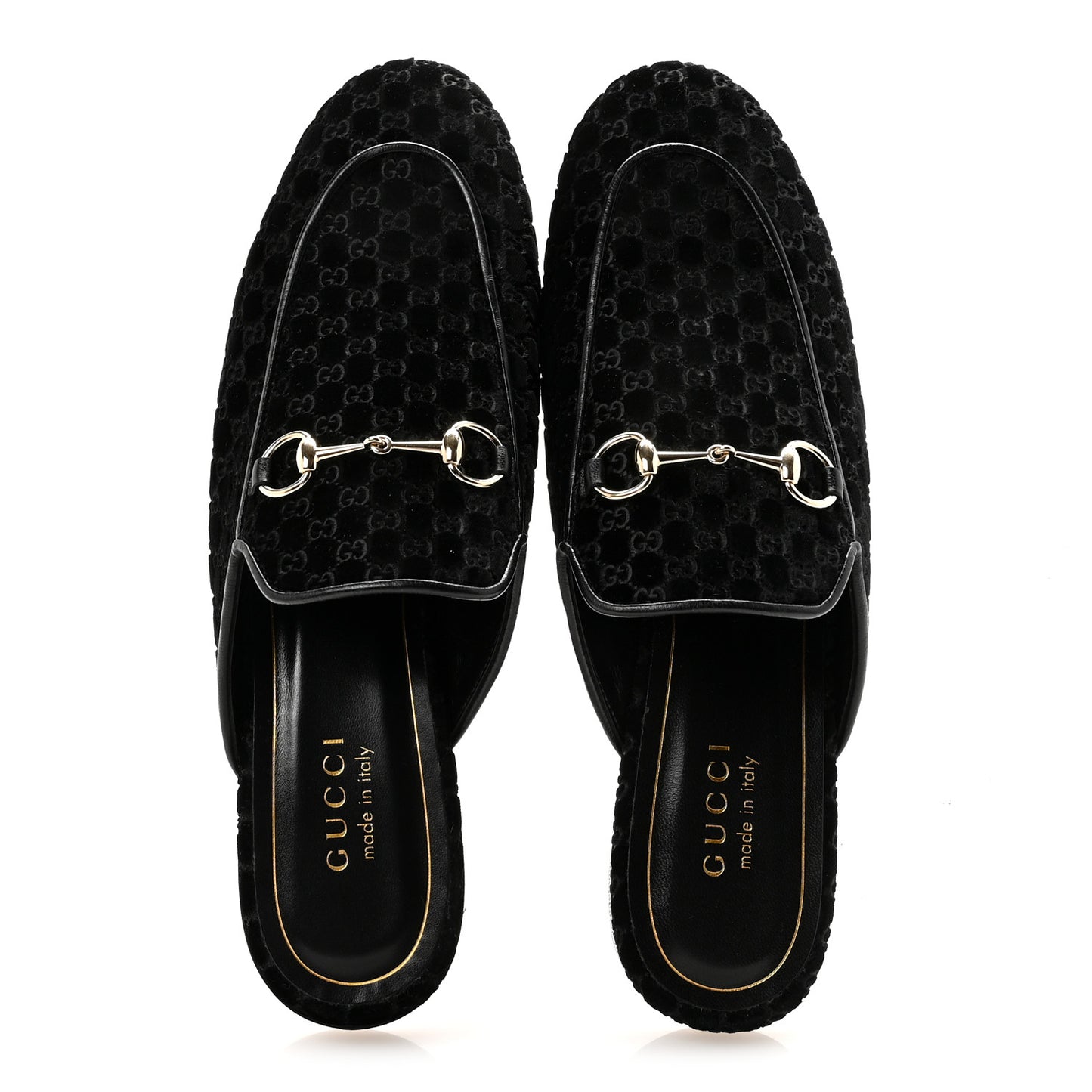 Velvet GG Monogram Womens Princetown Slippers 39 Black