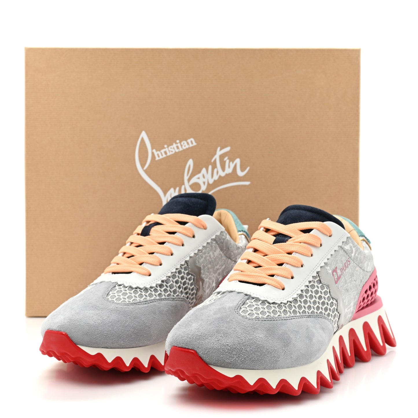 Suede Calfskin Mesh Loubishark Sneakers 40 Version Multicolor