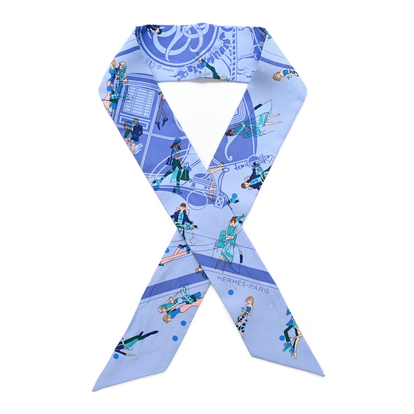Silk Ex-Libris Les Parisiennes Twilly Ciel Turquoise Lavender