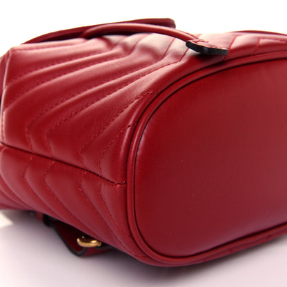 Gucci Calfskin Matelasse GG Marmont Flap Backpack Hibiscus Red 14 of 19