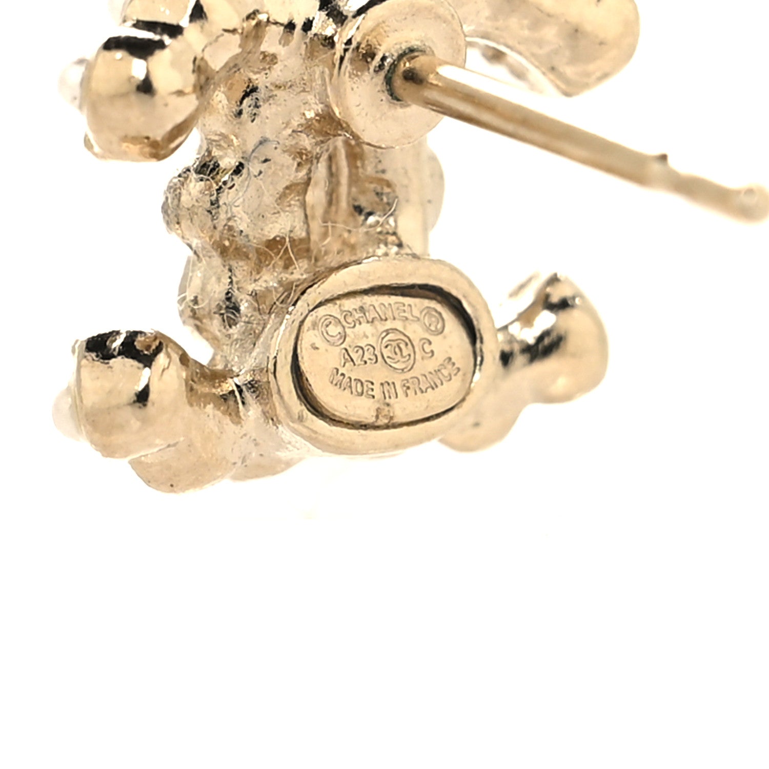 Chanel Metal Graduated Pearl Crystal CC Earrings Light Gold 4 of 4