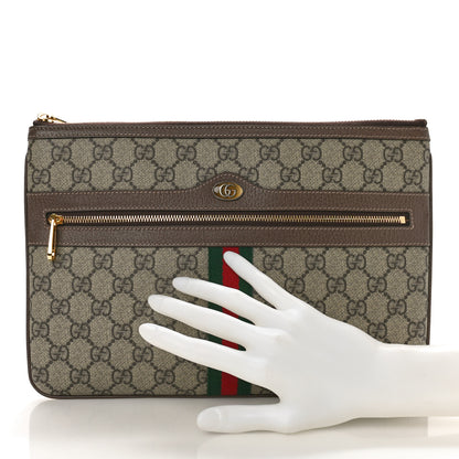 Gucci GG Supreme Monogram Large Ophidia Pouch Clutch Brown 2 of 9