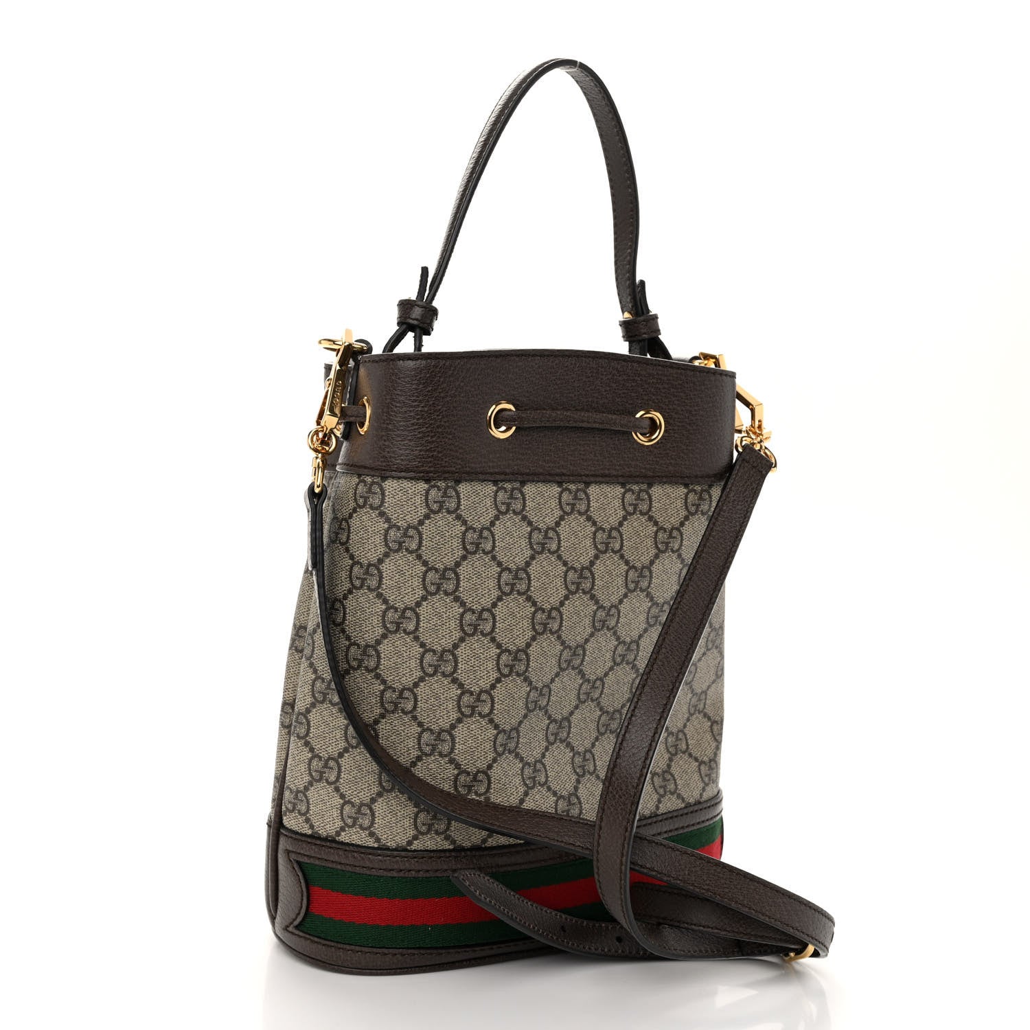 Gucci GG Supreme Monogram Web Small Ophidia Bucket Bag Brown 3 of 9