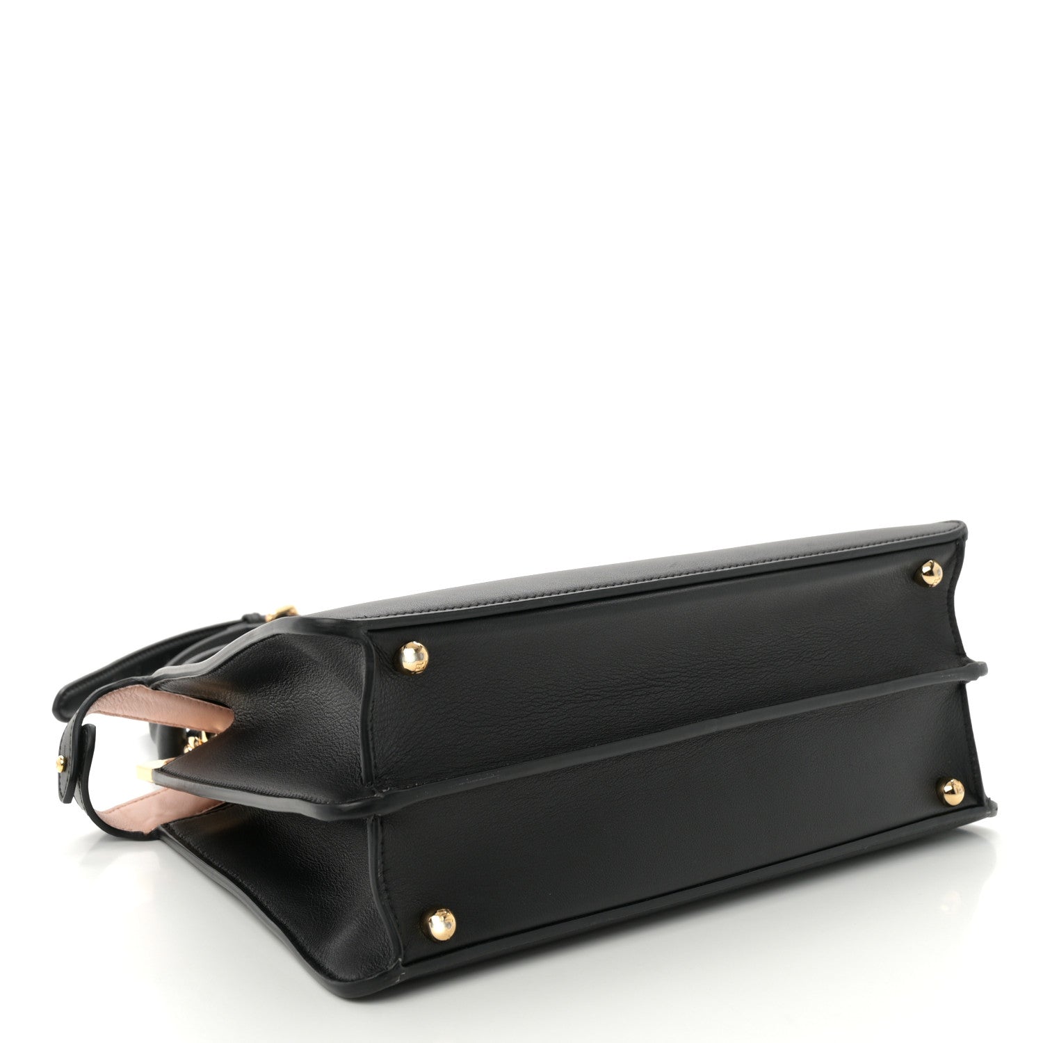 Fendi Vitello Seta Shiny Nappa Medium Peekaboo I SEE U Satchel Black Light Rose 4 of 11