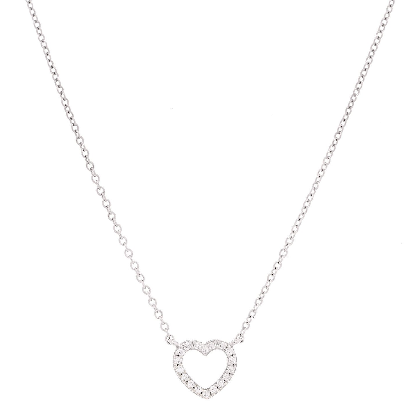 18K White Gold Diamond Metro Heart Pendant Necklace