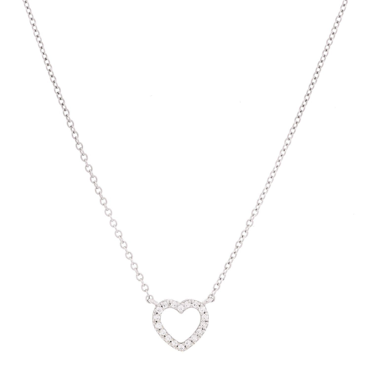 Tiffany 18K White Gold Diamond Metro Heart Pendant Necklace 1 of 5