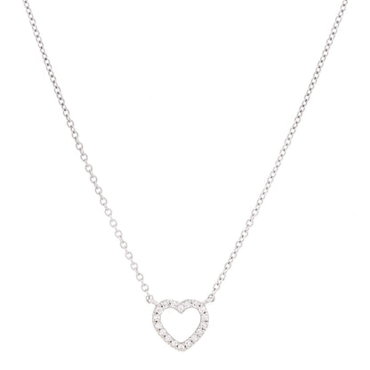 Tiffany 18K White Gold Diamond Metro Heart Pendant Necklace 1 of 5