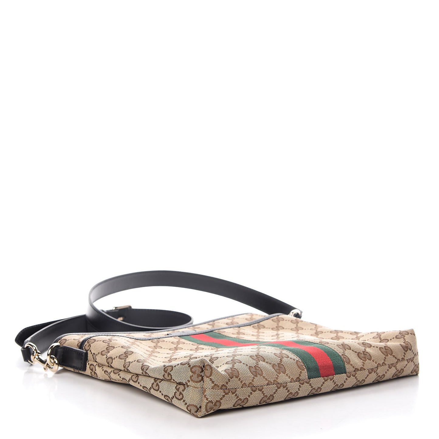 GG Monogram Web Flat Messenger Bag Black