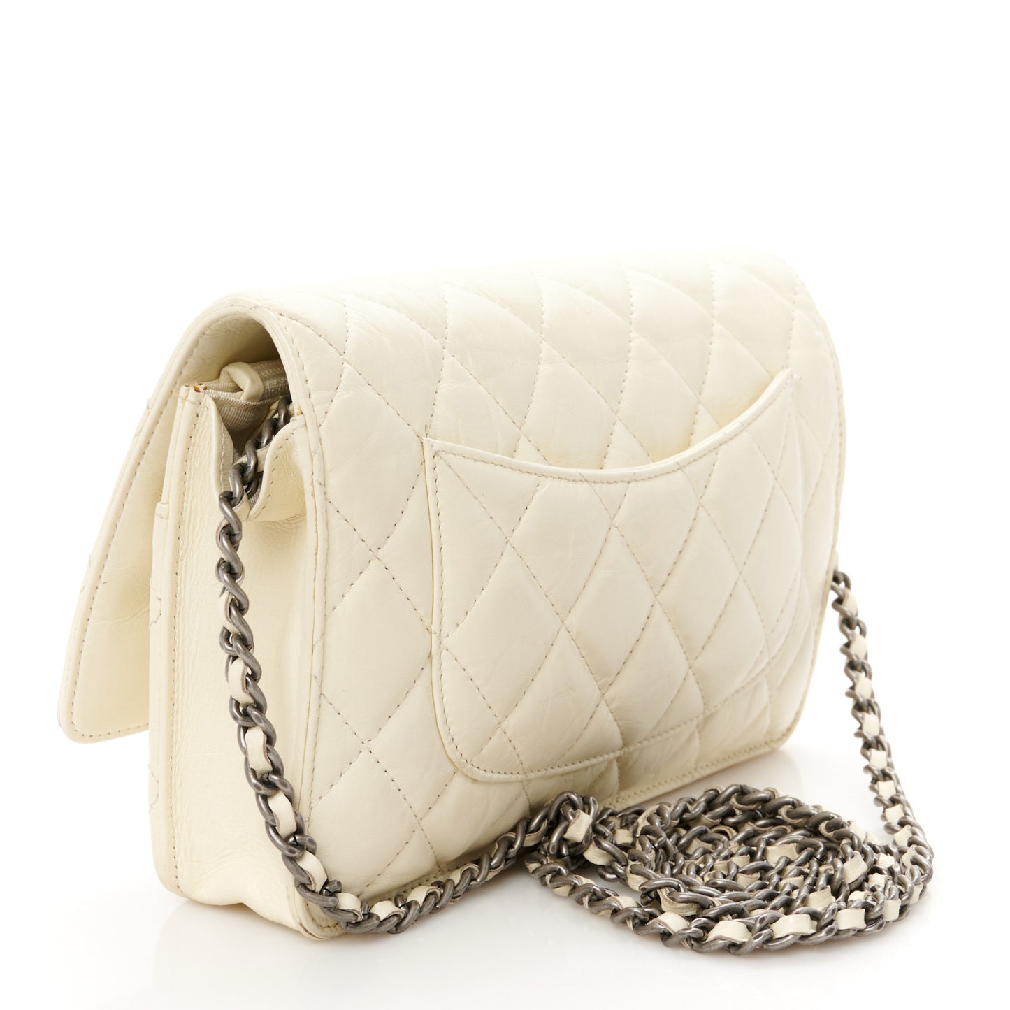 Aged Calfskin Quilted Reissue Wallet On Chain WOC White
