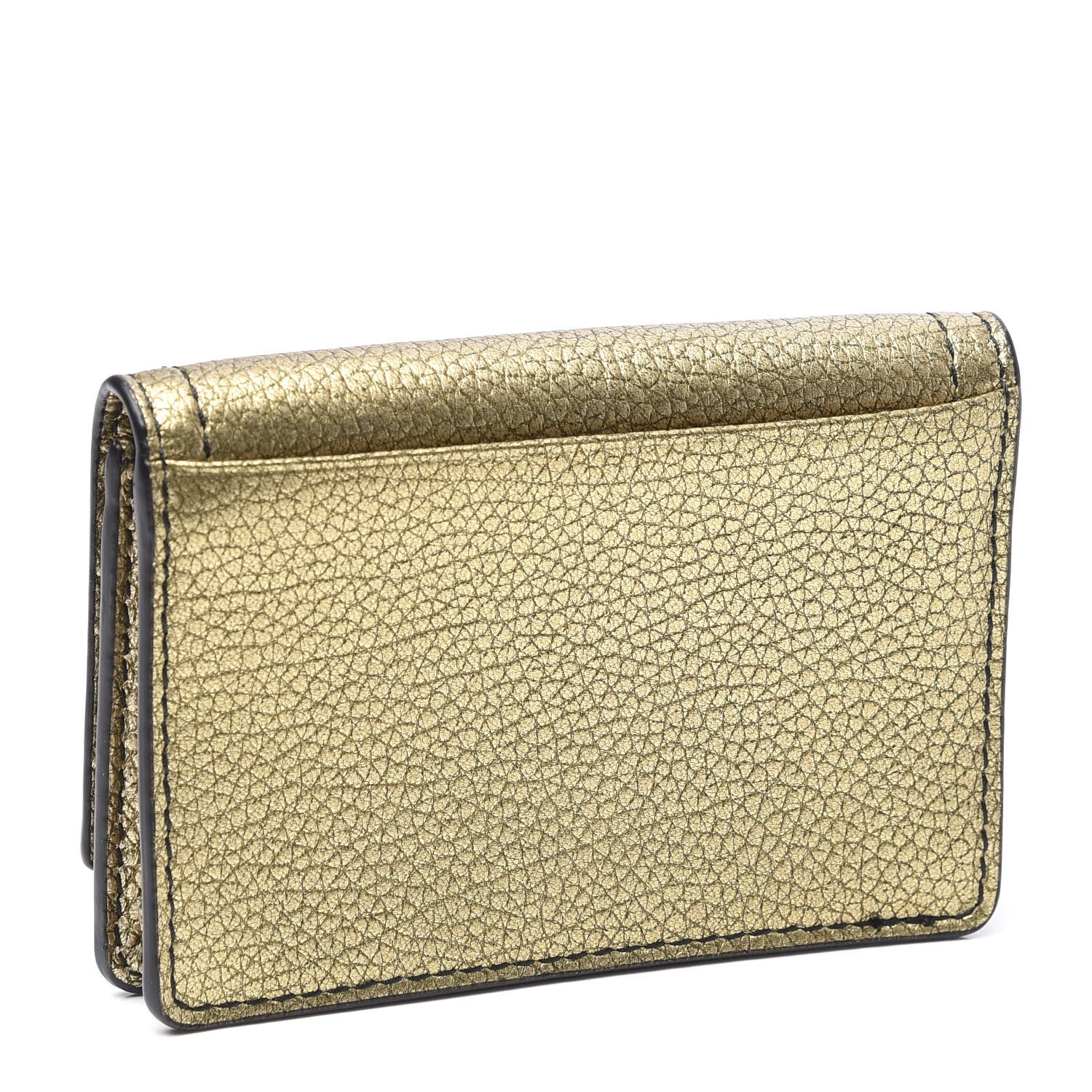Bottega Veneta Metallic Lambskin Intrecciato Card Case Champignon 2 of 9